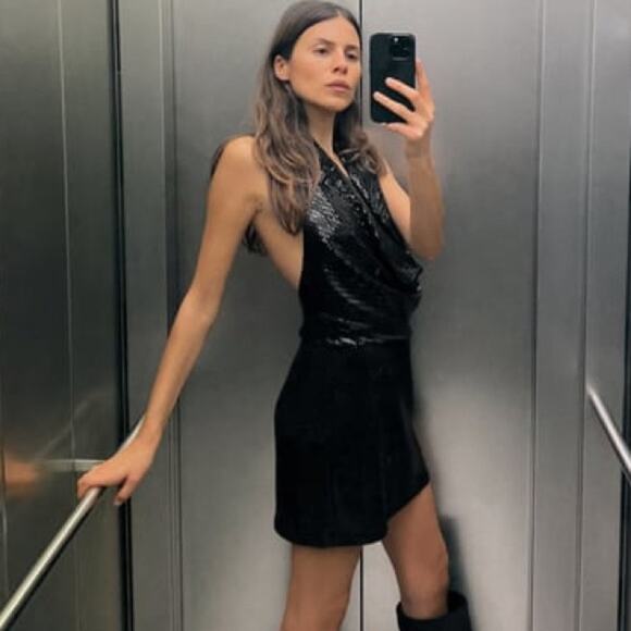 ZARA SPARKLY HALTER NECK JUMPSUIT - Picture 1 of 5